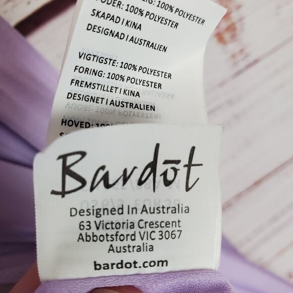 Bardot Satin Bea Wrap Ruffle Midi Dress US 6 Lilac Coquette Fairy Whimsy Event - Picture 10 of 16